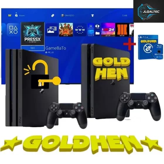 Sony Playstation 4 Gold Hen 9.0/12.52 - PS4 FAT ou SLIM - Controle + Loja Jogos