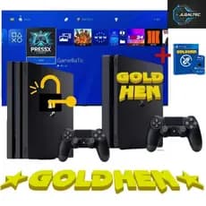 Sony Playstation 4 Gold Hen 9.0/12.52 - PS4 FAT ou SLIM - Controle + Loja Jogos