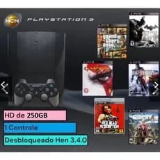 Sony Playstation 3 PS3 Slim HD 250GB (Ou maior) - GOD OF WAR / GTA / RED DEAD/ BATTLEFIELD / BATMAN - REVISADO