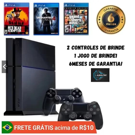 Sony Playstation 4 - PS4 FAT - HD 1Tb - 6 Meses Garantia - 2 Controles + Jogo Escolha (Disponib. Estoque)
