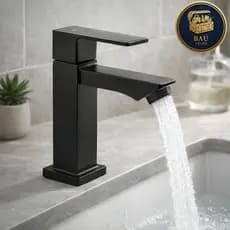 Torneira Banheiro Lavabo Cuba 100% Metal Inox Preta Fosco Cromada 1/2" Acabamento Moderno Luxuoso