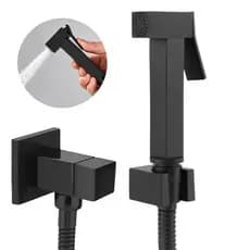Ducha Higiênica Banheiro Lavabo Preto Fosco Metal Flexível Chuveirinho 1/4 de volta Luxo