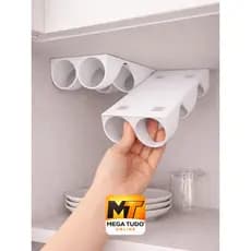 Suporte Porta Rolo Cozinha Papel Alumínio Filme PVC Fixação Parafuso ou Fita VHB Organizador