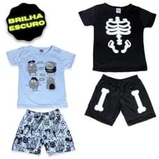 Kit 2 Pijama De Manga Curta regata de Verão Infantil Menino Estampa Sortidas