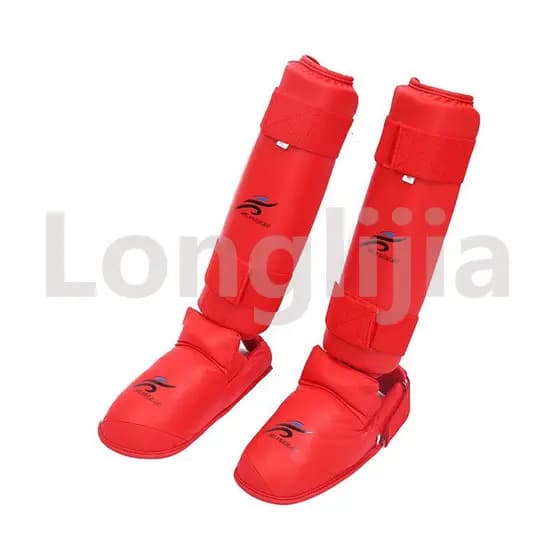 Caneleiras Red Blue Karate Caneleiras Boxe Sanda Shin Protector Kickboxing Proteja O Peito Do Pé Protetor de Tornozelo Treinamento De Luta