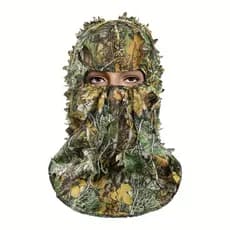 Capuz De Camuflagem Ao Ar Livre , Capa Facial Completa Com Padrão De Folha 3D