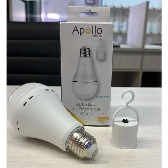 Lâmpada Bulbo Led Emergencia A70 9w 6500k Branco Frio Apollo