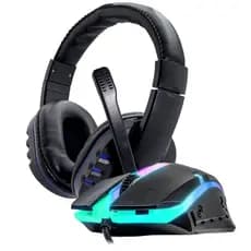Kit Mouse Gamer Epecializado Em Jogos + Fone De Ouvido Com Isolamento Acústico Gamer