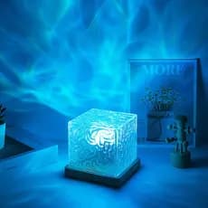 Cubo Projetor de Luz Atmosférico Ondas do Mar e ondas LED Multicolor  com Controle Remoto e Bateria Recarregável