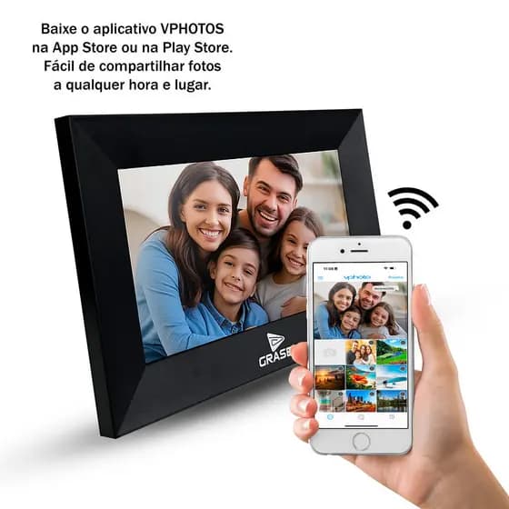 Porta Retrato Digital 7” IPS WiFi Touch Screen 16GB Full HD 1280x600