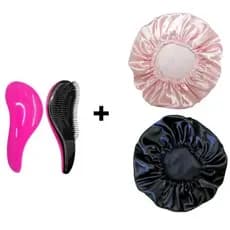 Kit De 1 Escova Mágica + 1 Touca de Cetim Cuidados com o Cabelo