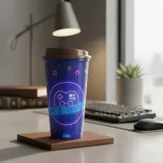 Copo 500ml com Tampa e Abertura para Beber Café Chá Água Decorado Dia dos Pais Plasútil