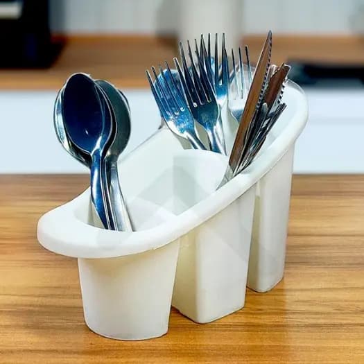 Escorredor de Talheres 3 Divisórias de Plástico Organizador Multiuso de Mesa Pia Cozinha Plasútil