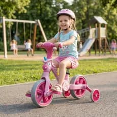Bicicleta Infantil Unicórnio Candy Rosa Com Rodinhas + Segurança e Equilíbrio
