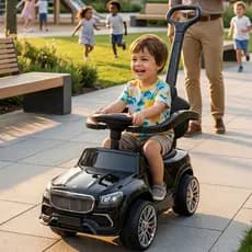 Carrinho Elétrico Infantil com Empurrador Controle Remoto 6V Seguro +3 Anos
