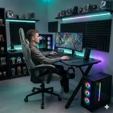 Cadeira Gamer Ergonômica Veludo Reclinável Giratória Ajustável Conforto Setup Gamer PC