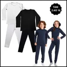 Conjunto Térmico Infantil Menina e Menino Segunda Pele Infantil Flanelado Peluciado Inverno 2 ao 16