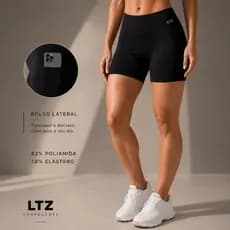 Shorts Curto Fitness Poliamida Premium Cintura Alta Bolso Lateral