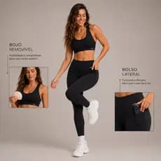 Conjunto Fitness Top Nadador + Legging Poliamida Premium com Bolso Lateral