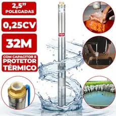Bomba Submersa Caneta para Poço Palito 1/4hp 2,5 BSCA2 Intech Machine