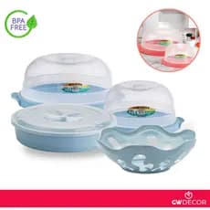 Kit Boleira + Queijeira + Torteira + Fruteira Porta Bolo Pudim Com Tampa Em Plastico