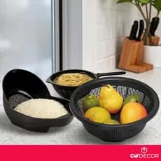Kit Lava Tudo Escorredores Plástico Telados de Arroz Massas Fruas Legumes Alimentos Multiuso Resistentes