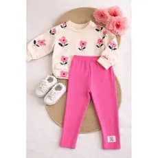 Conjunto moletom infantil estampa floral