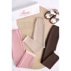 Calça legging infantil bebê canelado renda na barra