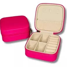 Porta Jóias Caixa Portátil Compacta Rosa