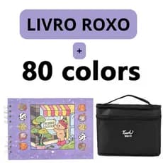 Kit Livro Colorir URSO BOB (Roxo) + 80 Canetas
