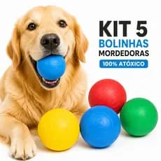Kit 5 Bolinhas Mordedor para Cachorro Resistente Pet Antiestresse Interativo