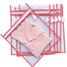 Kit 06 saquinhos organizador de mala e saída maternidade + Tag de identificação de troca