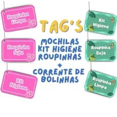 Kit 3 tags indicação  escola creche de troca para saquinho maternidade  Roupa Limpa/Suja/Kit Higiêne