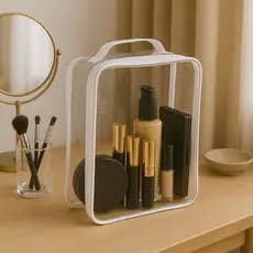 Necessaire Frasqueira Maquiagem Transparente Média Organizador De Mala Bolsa Viagem Praia Unissex