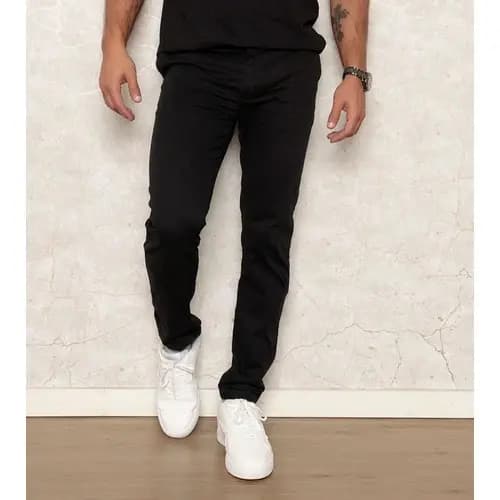 Calça Masculina Skinny Jeans Preta Com Bolso