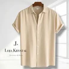 LK  Camisa Social Masculina Manga curdo Slim Fit Casual Mega Oferta VISCOINHO