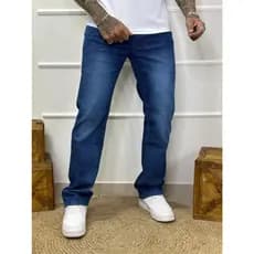 Calça Masculina Premium Azul Reta Com Bolso