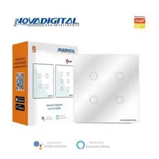 Interruptor Inteligente Touch Zigbee 4 Botões Branco Nova Digital - 4x4
