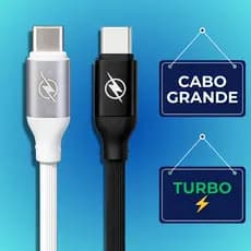 Cabo USB C TURBO USB Tipo C 1.2m USB-C Carregamento Rápido Emborrachado Grande Resistente variada