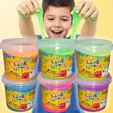Kit 6 Slime glitter geleca puxa puxa 185g colorido amoeba infantil