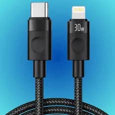 Cabo Turbo Lightning USB C 30W Potência rápido Tipo C para IOS celular trançado 1M