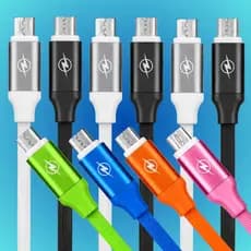 Kit Cabos carregador turbo Micro USB emborrachado USB-A para V8 Kit com até 10 V8 atacado