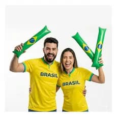 Kit 02 Balão Stick Brasil Copa Do Mundo Hexa Verde E Amarelo