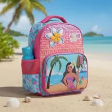 Mochila Escolar Infantil 35cm Aloha Colorida Menina Reforcada Rosa e Lilas