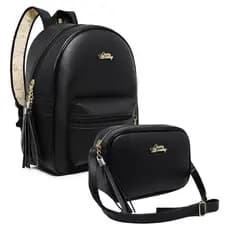 kit mochila + bolsa pequena alça transversal passeio trabalho envio em caixa