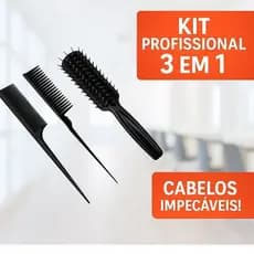 Kit Mariana com Escova para Cabelo Pente Fino Escova Jacaré e Pente Três Fileiras Profissional Cores Sortidas