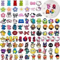 Venda Única 100 Estilo Sapato Encantos Decrations Desenhos Animados Anime Personagens Sandálias Fivela PVC Acessórios Bo