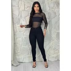 Calça Jeans Preta Skinny Com Lycra Cintura Alta Corte Do Jeans Empina Confortável Moda Feminina