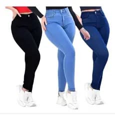 kit 3 peças calça jeans skinny feminina três cores