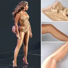 Meia Calça Brilhante Feminina - Efeito Glossy Fio Fino Modeladora 70D DOURADA - Nylon Premium Confortável